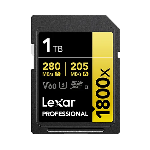 1TB SD - Lexar® Professional 1800x SDXC™ UHS-II Card GOLD Series