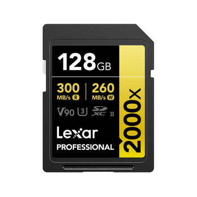 128GB SD - Lexar® Professional 2000x SDHC™/SDXC™ UHS-II Card GOLD Series