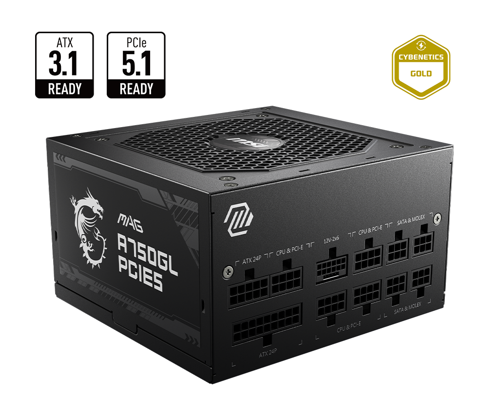 MSI MAG A750GL 750W ATX3.1 80+ GOLD FULL MODULAR PCIE 5.1 PSU