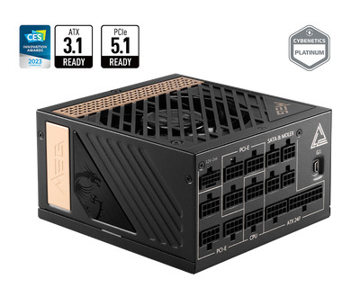 MSI MEG AI1300P 1300W ATX3.0 80+ PLATINUM FULL MODULAR PCIE 5.0 PSU