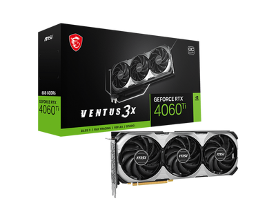 MSI RTX 4060TI VENTUS 3X E 8GB OC GAMING GRAPHICS CARD