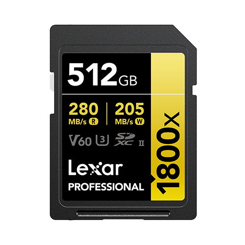 512GB SD - Lexar® Professional 1800x SDXC™ UHS-II Card GOLD Series