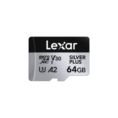 64GB Micro - Lexar® Professional SILVER PLUS microSDXC™ UHS-I (205MB/s)